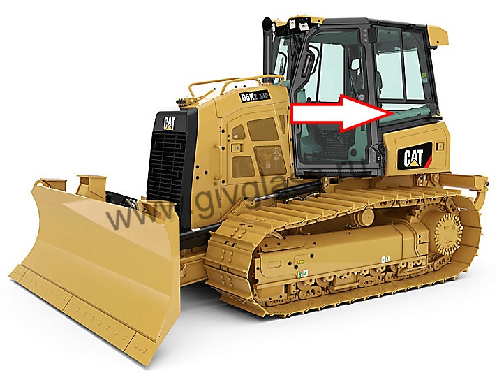 Бульдозер Caterpillar D5K XL / D6K - Стекло кузовное заднее левое нижнее (закаленное)